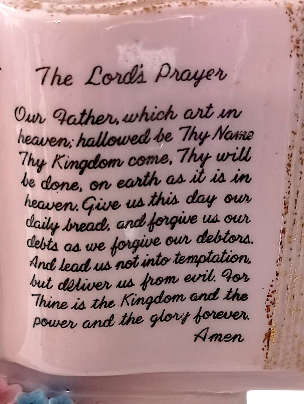 Norcrest Lords Prayer Planter Vase‎ Porcelain Hand Painted Pink Vtg Wall Pocket